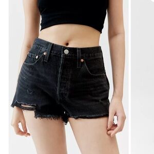 Levi’s High-Rise Black Denim Cutoff Shorts